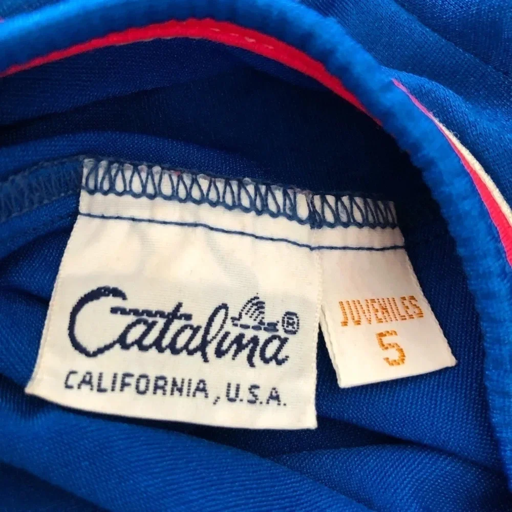 Vintage Catalina USA Girls One‎ Piece Swimsuit Blue